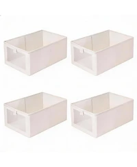 Yigii 4 Pack Foldable Linen Storage Bins with Clear Window for Multi-Purpose Use