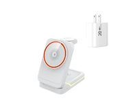 Risokeys 3-in-1 Magnetic Wireless Charger with Charging Port - Fast Charging Foldable Stand for Earphones, Watch and Phone