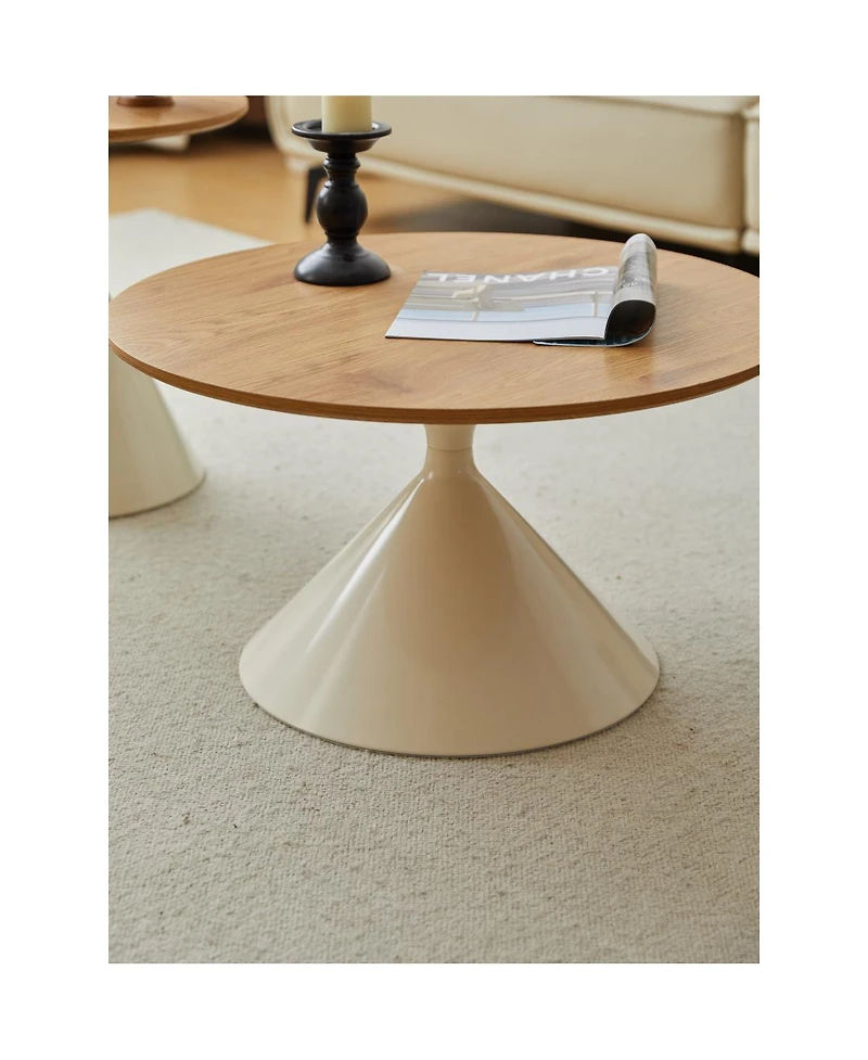 Streamdale Furniture Elegant Double Cone Coffee Table Set with Wood Veneer Tops