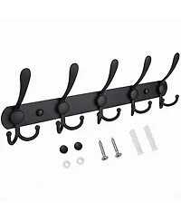 Yigii Premium Metal Wall-Mounted Coat Rack, 5 Tri-Hooks, Multiple Colors