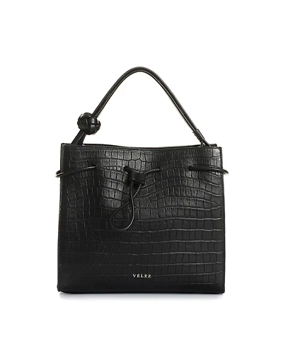 Velez Embossed Leather Bowling Bag