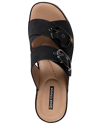 Gc Shoes Women's Olana Buckle Round Toe Wedge Sandals