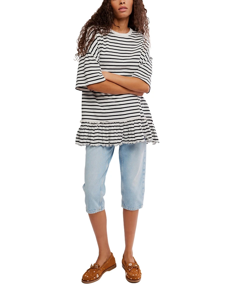 Free People Women's Why Yes Striped Crew Neck Top