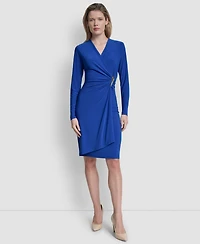 Dkny Women's V-Neck Faux Wrap Dress