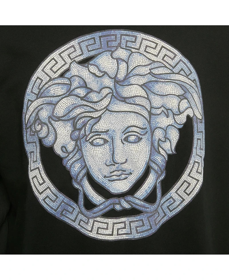 Pre-Owned Versace Men's Black Medusa Head Printed Cotton Knit Pullover