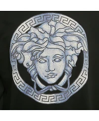 Pre-Owned Versace Men's Black Medusa Head Printed Cotton Knit Pullover