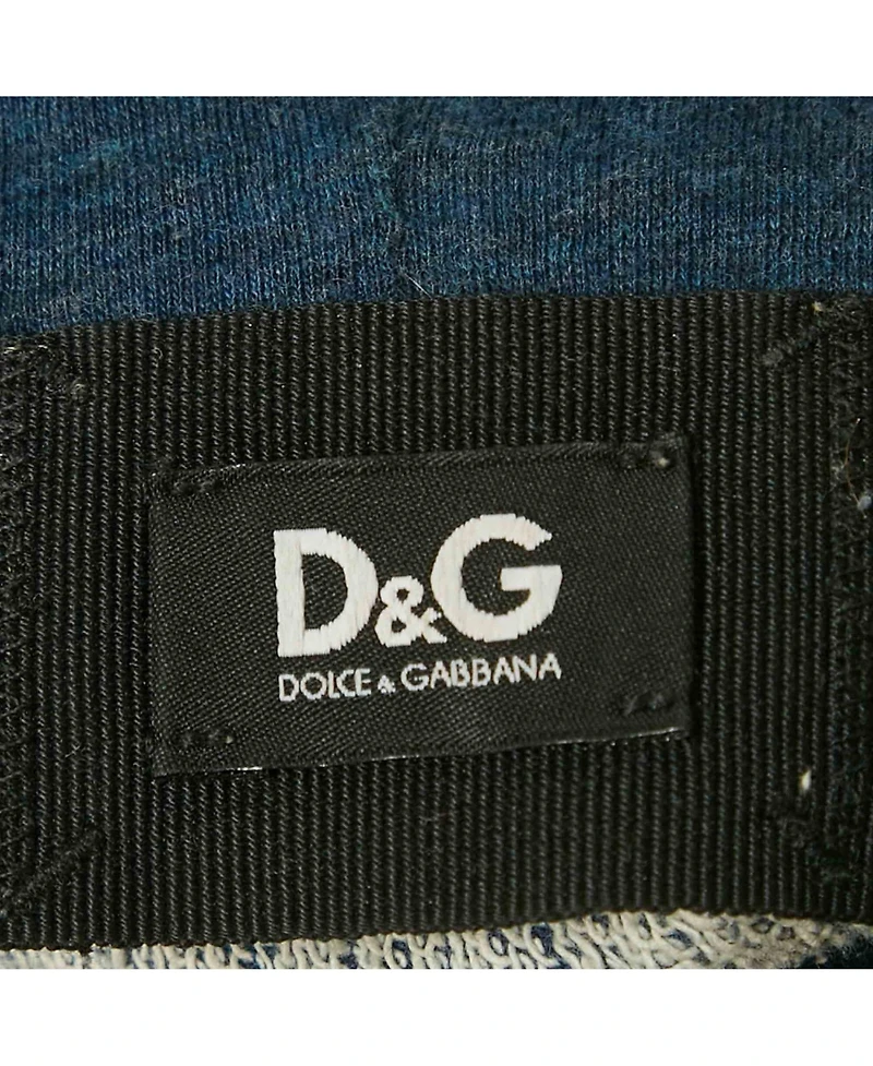 Pre-Owned Dolce & Gabbana Men's Blue Tiger Print Cotton Hoodie