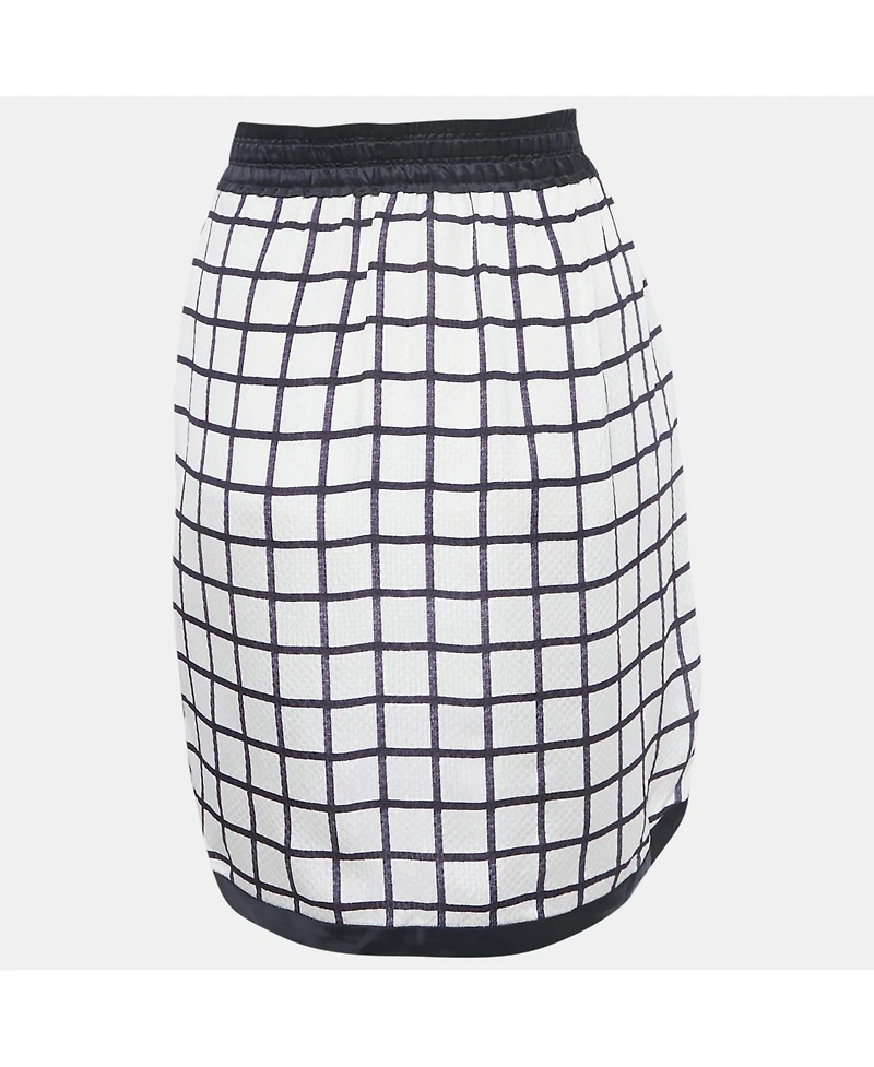 Pre-Owned Isabel Marant Women's Etoile White Windowpane Silk Skirt