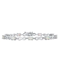 Bling Jewelry White Created Opal & Cz Forever Infinity Tennis Bracelet .925 Sterling Silver 7.5 Inch