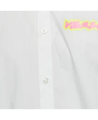 Pre-Owned Versace Men's White Cotton Logo Printed Shirt