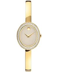Movado Women's Museum Bangle Oval Lab Grown Diamond Swiss Quartz Light Yellow Pvd Steel Watch, 22 x 26mm