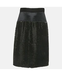 Pre-Owned Dolce & Gabbana Women's Black Sequin & Satin Pencil Skirt