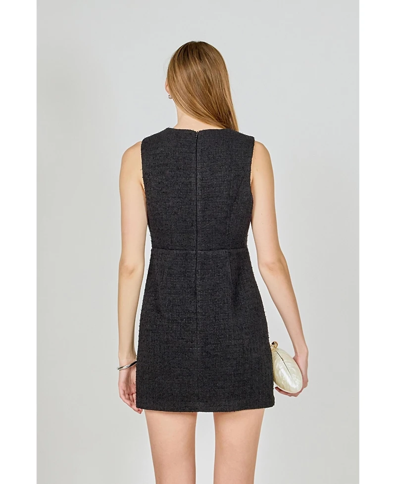 endless rose Women's Pearl Bow Mini Dress