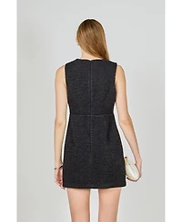 endless rose Women's Pearl Bow Mini Dress