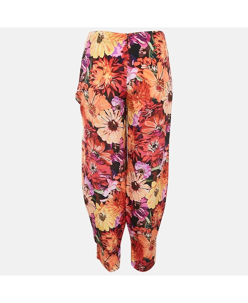 Pre-Owned Stella Mccartney Women's Floral Print Silk Tie-Up Trousers