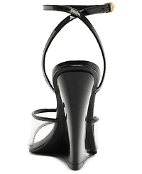 Schutz Women's Elodie Vinyl Pointed Toe Wedge Sandals