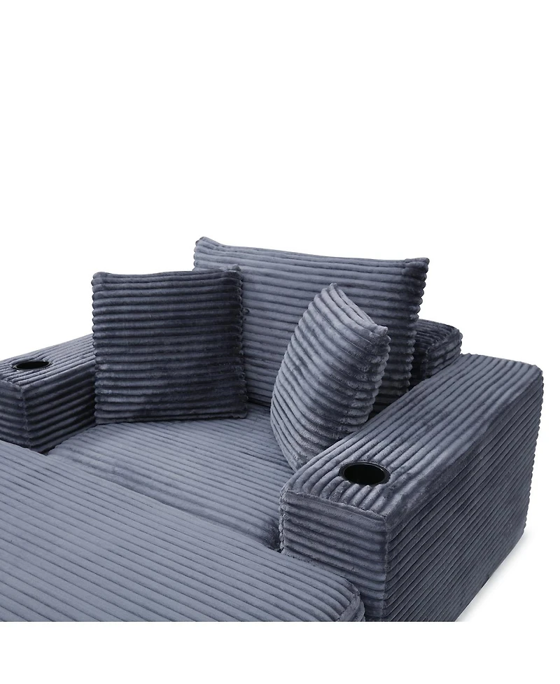 Streamdale Furniture 52.4" Oversized Corduroy Chaise Lounge Sofa Bed