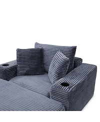 Streamdale Furniture 52.4" Oversized Corduroy Chaise Lounge Sofa Bed