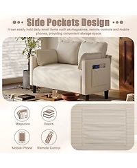 Streamdale Furniture 48" Corduroy Loveseat Couch with Cushions & Side Storage