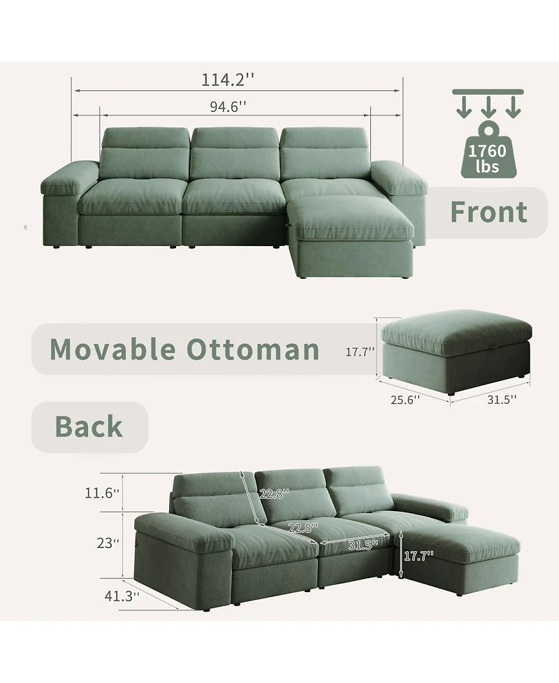 Streamdale Furniture Simple modular sofa, adjustable backrest, soft, comfortable, storage