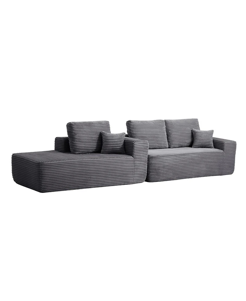 Streamdale Furniture 104" Cloud Sectional Sofa with L-Shape Chaise & Side Pockets, Gray, Left-facing