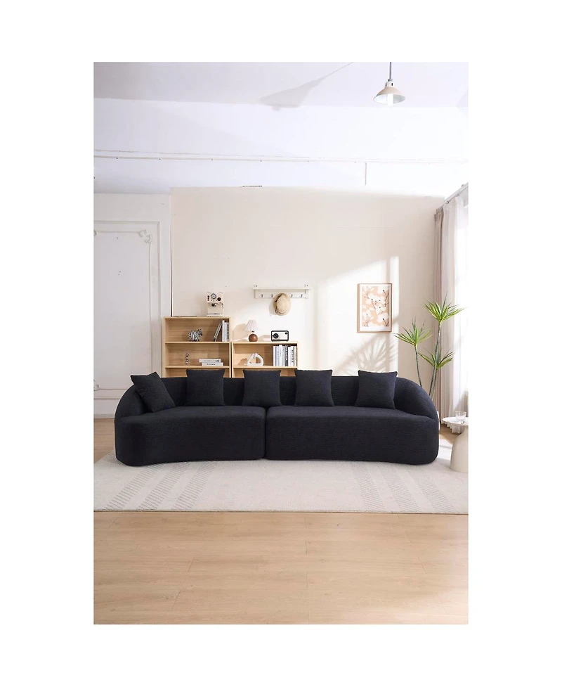Streamdale Furniture Compression Sponge Sofa Black Curved Modular Sectional Sleeper Couch