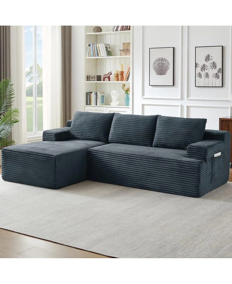 Streamdale L-Shaped Cloud Sectional Sofa, Deep Seat, Modular Sleeper, Dark Gray