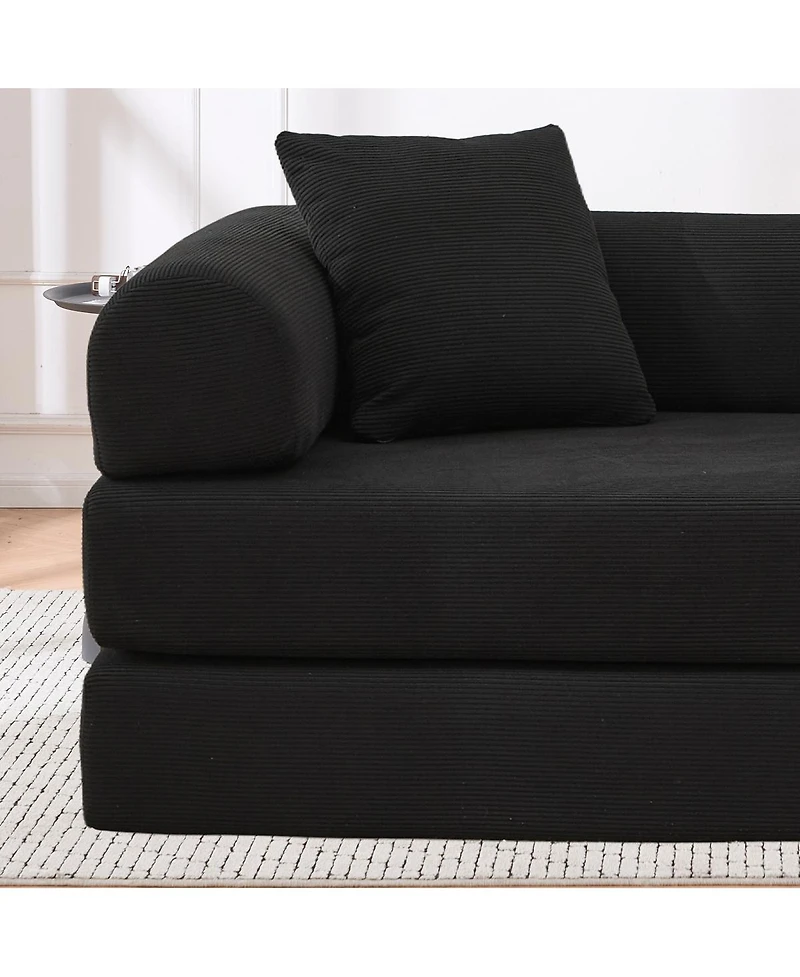 Streamdale Folding Sofa Bed, 63" Convertible Couch with 2 Pillows, Fold Out Mattress