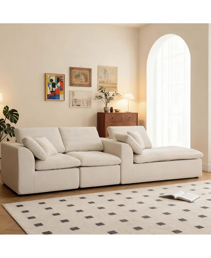 Streamdale Modern L-Shaped Sectional Sofa with Chaise Lounge, Corduroy Couch