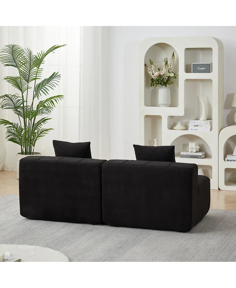 Streamdale Furniture Chenille Curved Sectional Sofa with 4 Pillows, Semi-Circular Modular Design