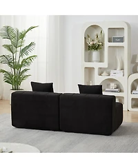 Streamdale Furniture Chenille Curved Sectional Sofa with 4 Pillows, Semi-Circular Modular Design