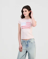 Just Polly Juniors' Patchwork Flag Short-Sleeve T-Shirt