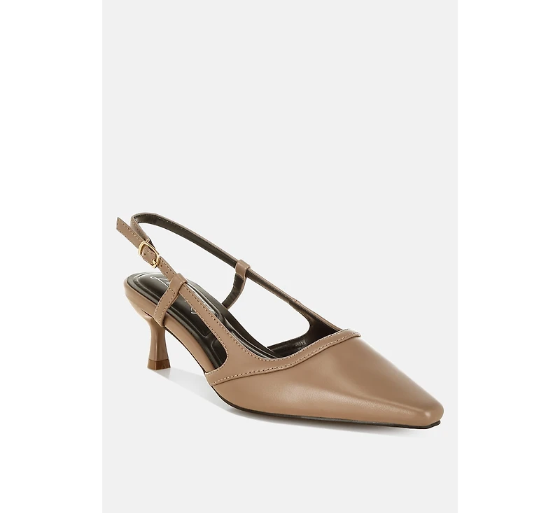 London Rag Womens Luxton Slingback Pin Buckle Kitten Heels