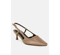 London Rag Womens Luxton Slingback Pin Buckle Kitten Heels