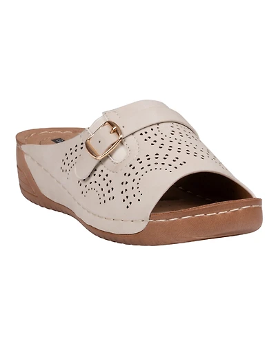 Gc Shoes Women's Moira Perforated Comfort Round Toe Sandals