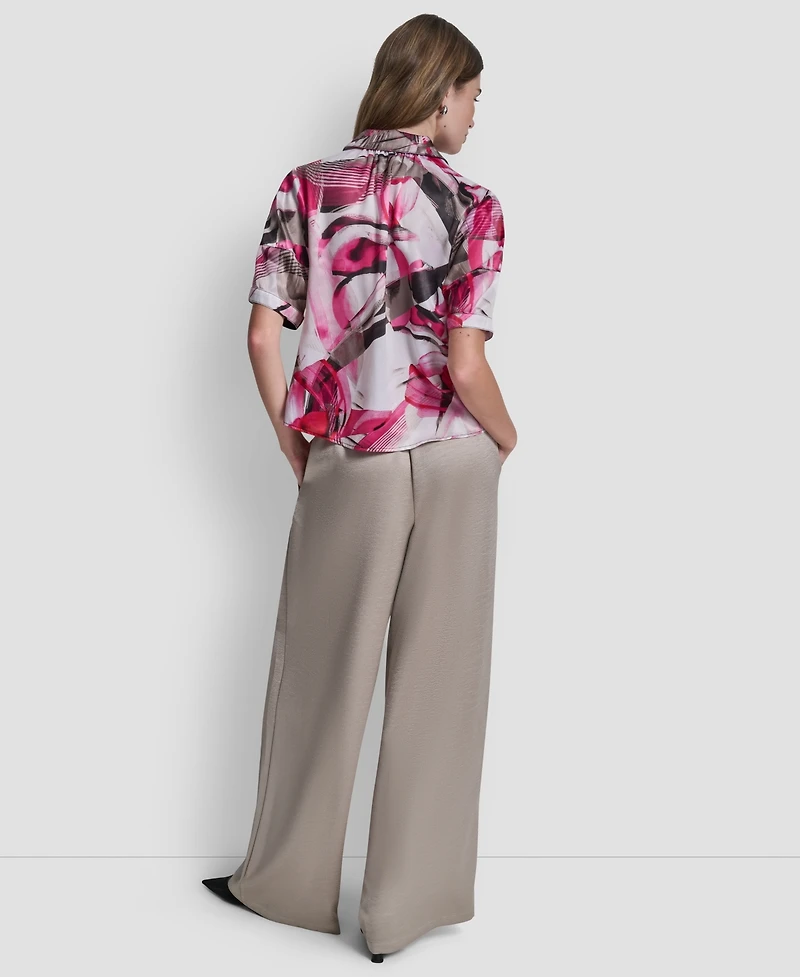 Dkny Women's Geometric Print Collared Shirt