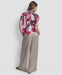 Dkny Women's Geometric Print Collared Shirt
