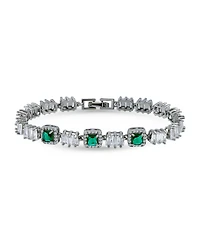Macy's 16 ct. t.w Cubic Zirconia 5x3 Trapezoid, and 1mm Round Cut Stones 5x5mm Emerald Green Square Cut Glass Stones Bracelet, Created for Macy's