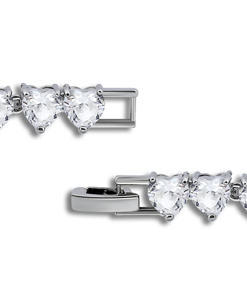 Macy's 7mm Heart Cut Cubic Zirconia Stones with 7mm Pink Center Cubic Zirconia Stone Bracelet, Created for Macy's