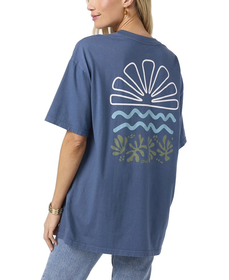 O'Neill Juniors' Horizon Graphic Print Crew Neck Oversized T-Shirt
