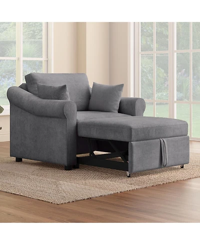 Streamdale Furniture Chenille Convertible Sleeper Chair with Adjustable Backrest