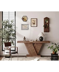 Streamdale Furniture Modern X-Leg Console Table with Solid Wood Veneer, Walnut