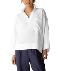 Eileen Fisher Women's Classic Collar Pop-Over Top