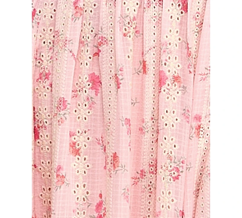 City Studios Juniors' Floral Embroidered Twist-Front Midi Dress