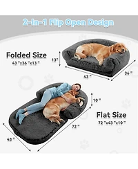Aostirmotor 71" Extra Large Dog Bed for People - Foldable Plush Sofa You & Pet