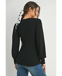 Hello Miz Maternity Long Sleeve Ribbed V Neck Top