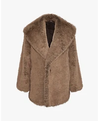 WeWoreWhat Women's Shawl Collar Faux Fur Coat