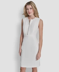 Dkny Women's Sleeveless Zipper Front Crewneck Sheath Dress