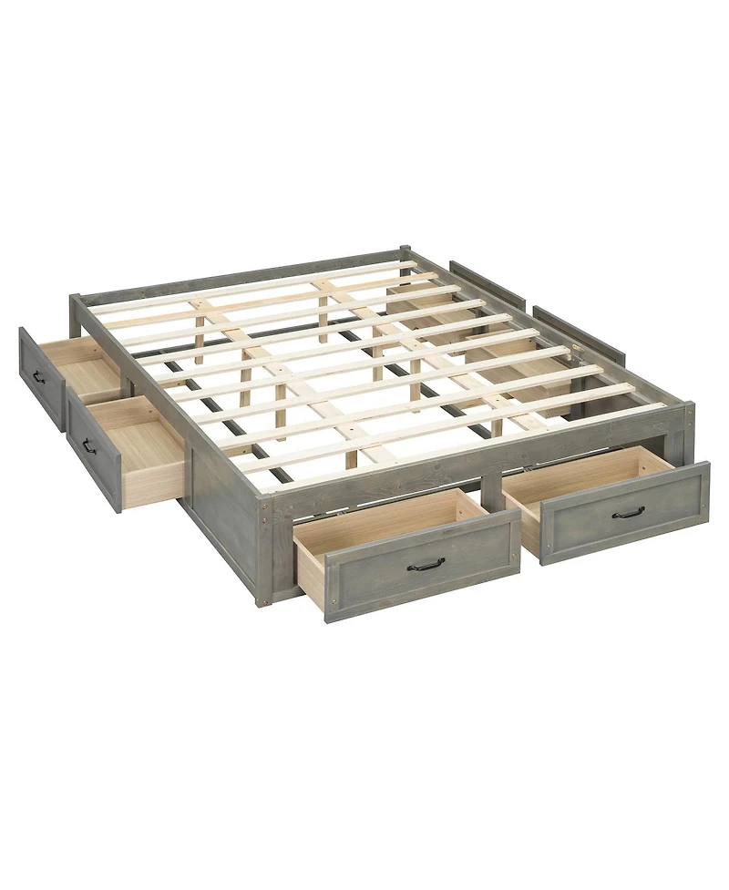 Streamdale Furniture Queen Platform Bed with 6 Storage Drawers