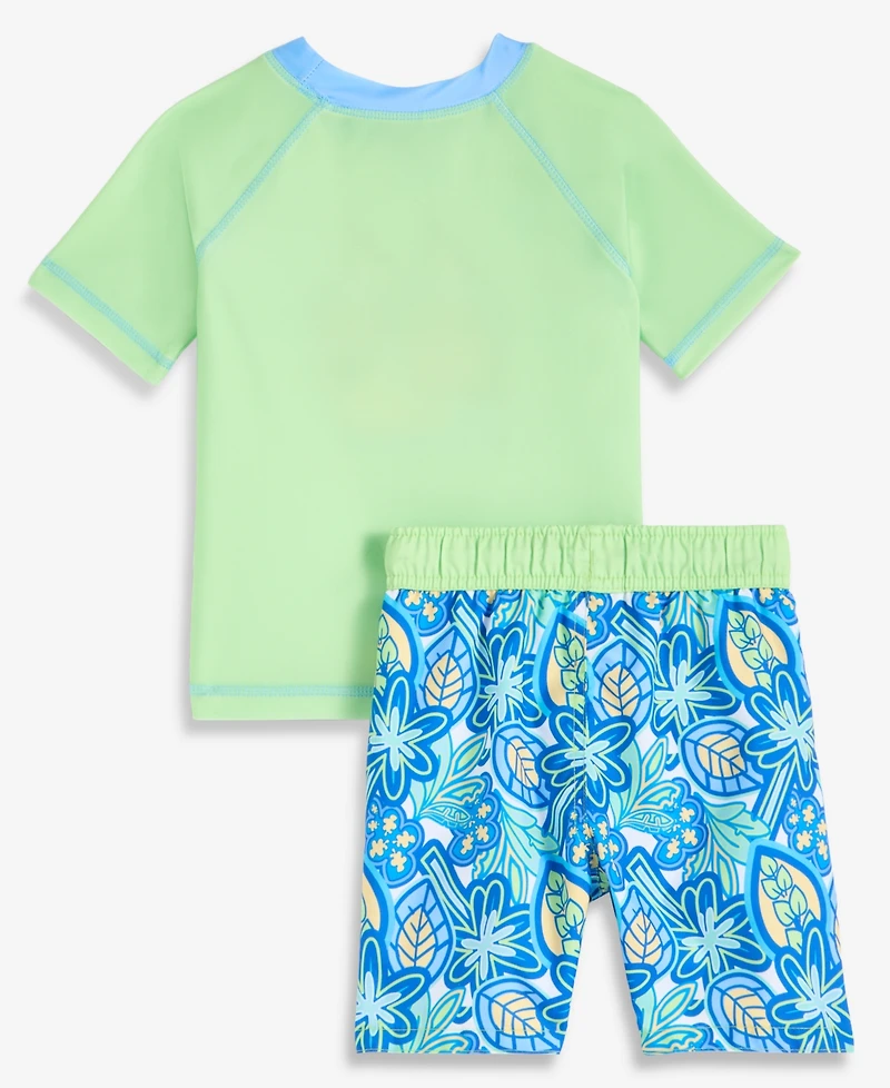 Bluey Toddler Boys' 2T-4T Short-Sleeve Rashguard & Mesh-Lined Swim Trunks, 2-Piece Set
